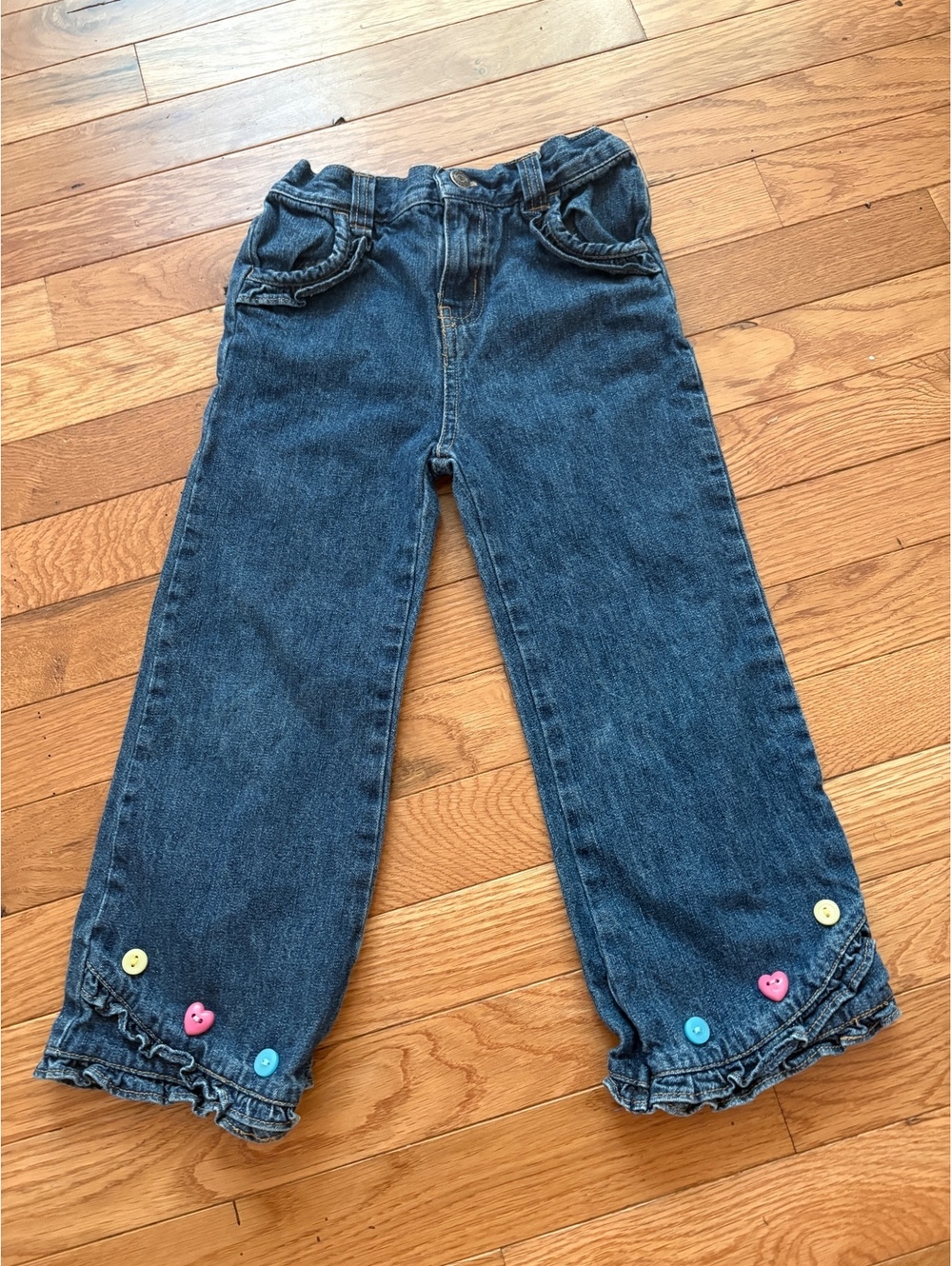 Y2K copper key girls jeans with ruffle and buttons 4t